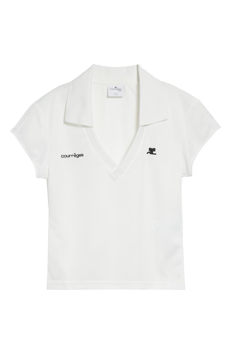Courrèges Sports Crop Logo Polo, Main, color, Heritage White