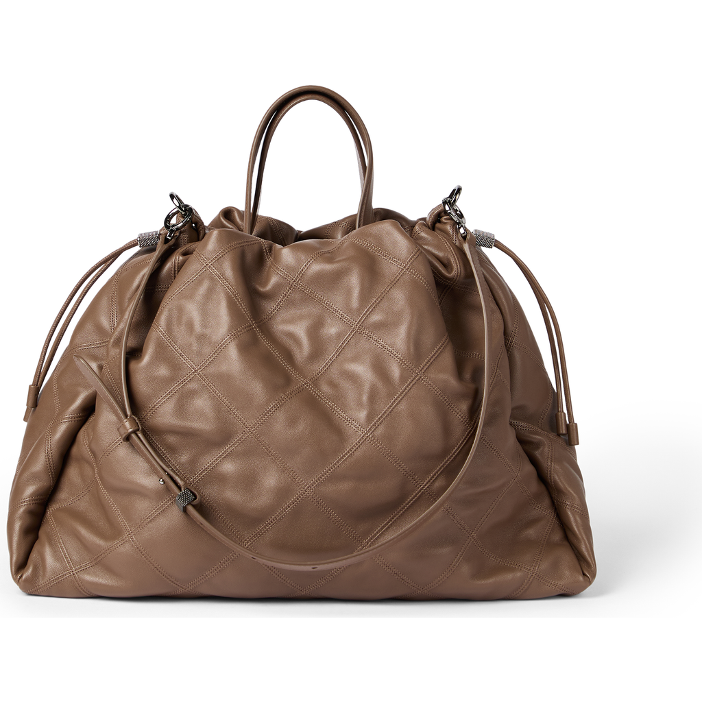 Brunello Cucinelli Nappa Mellow Large Shopper Bag In Brown