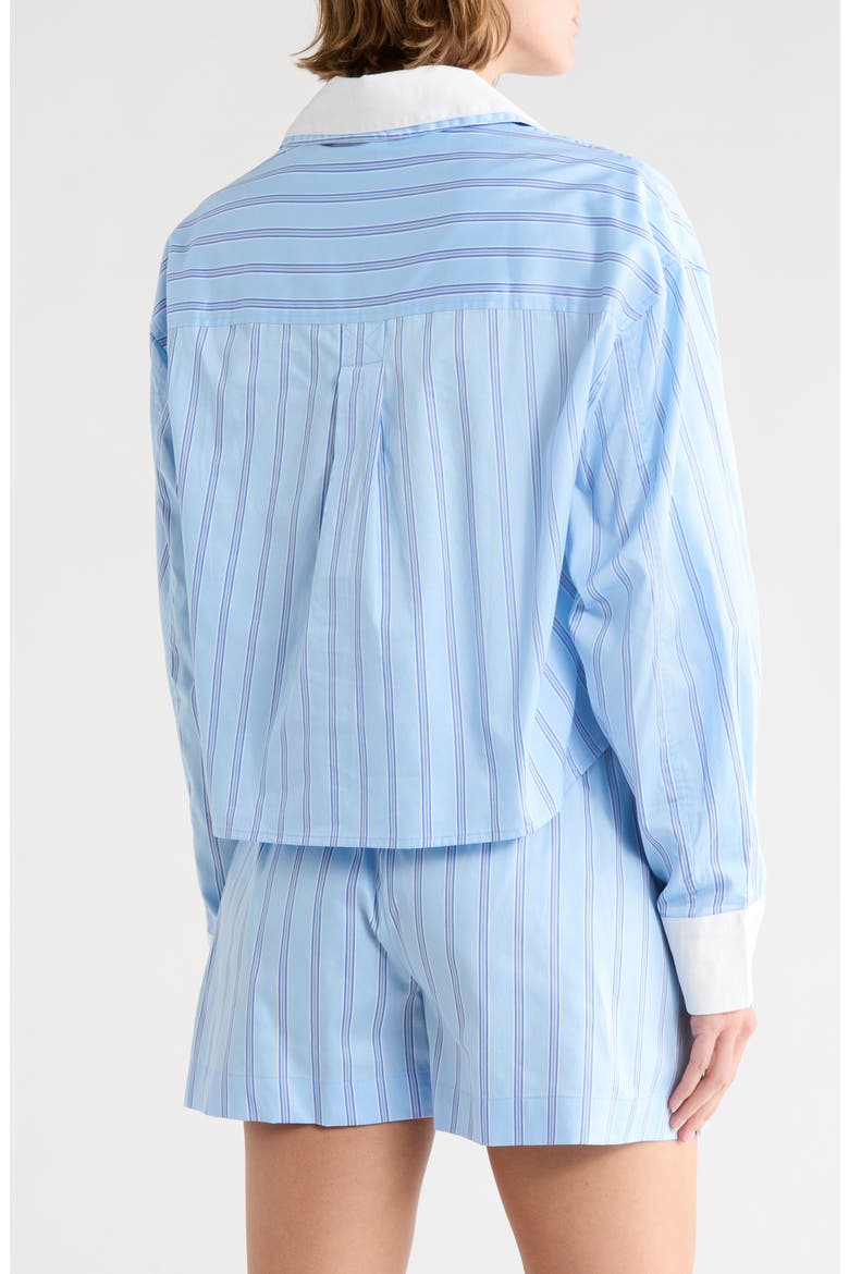 Long Sleeve Stripe Double Collar Button-Up Shirt, Alternate, color, BLUE MULTI STRIPE
