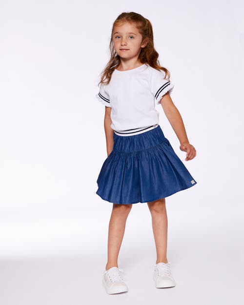 Deux Par Deux Girl's Chambray Skort Navy Blue In Navy Blue