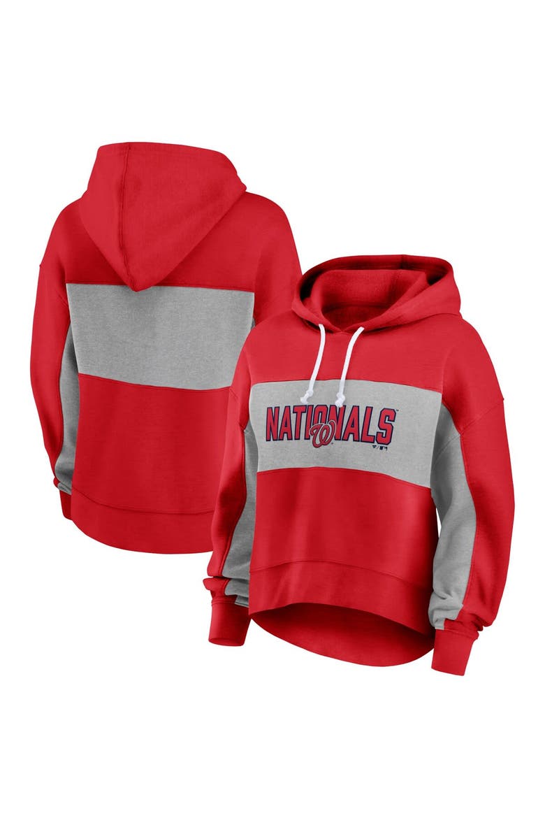 Women's Fanatics Branded Red Washington Nationals Filled Stat Sheet Pullover Hoodie, Main, color, Red