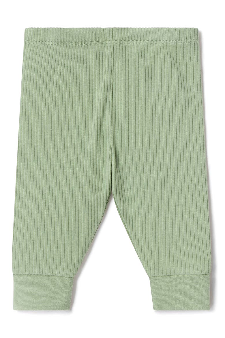 Rib Fitted Two-Piece Pajamas, Alternate, color, RIBBED SAGE