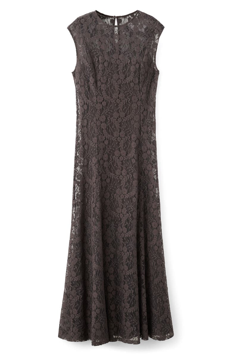 MANGO Avenue Lace Midi Dress, Alternate, color, Brown
