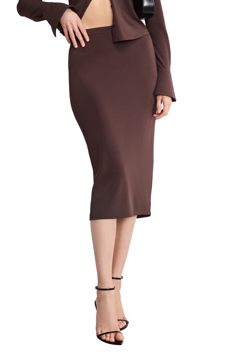 Matte Jersey Midi Pencil Skirt, Main, color, BARK003