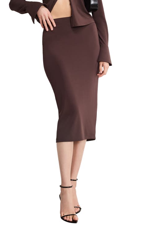 Matte Jersey Midi Pencil Skirt (Regular & Plus)