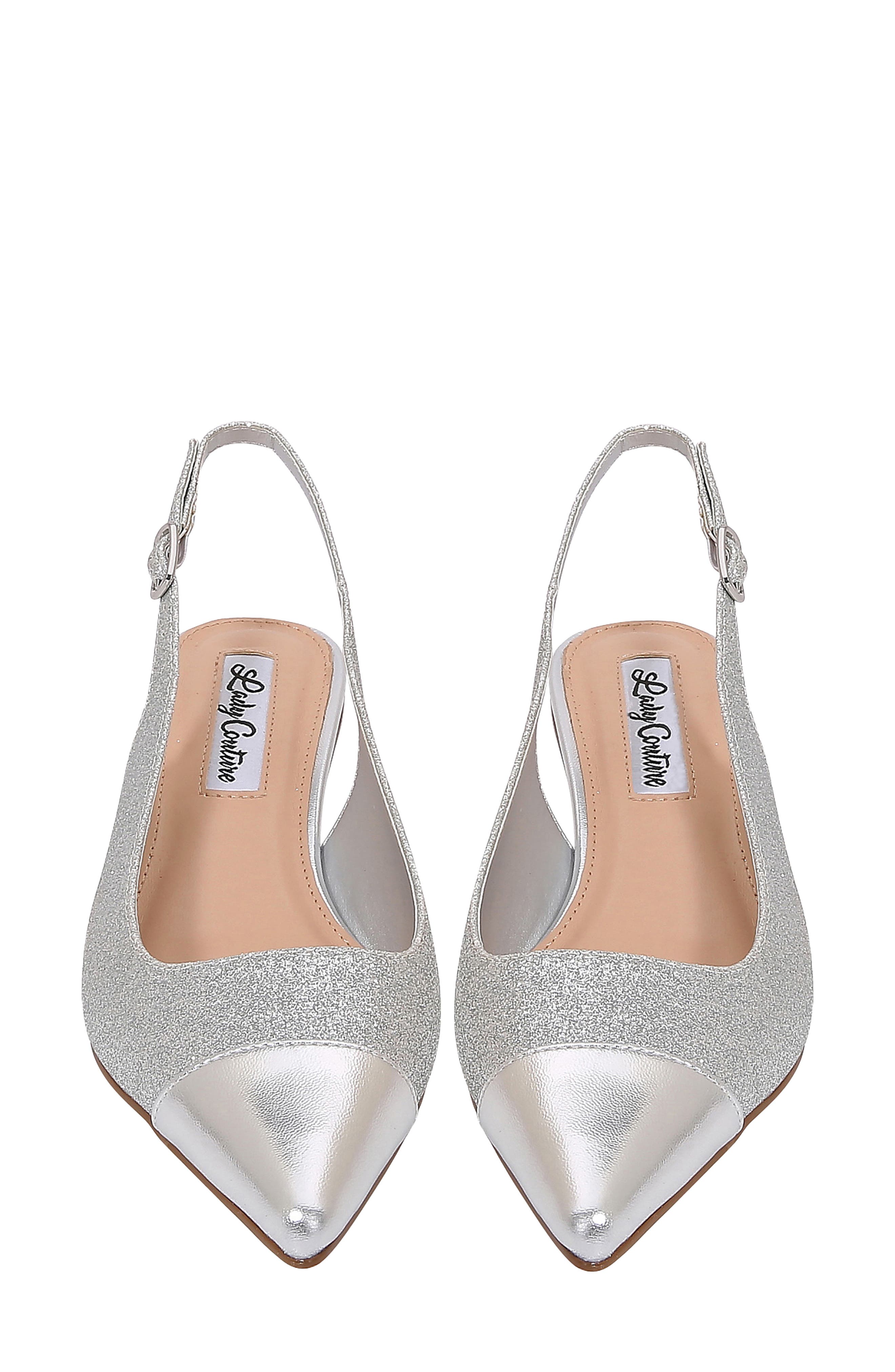 Saphire Pointed Toe Slingback Pump, Alternate, color, SILVER