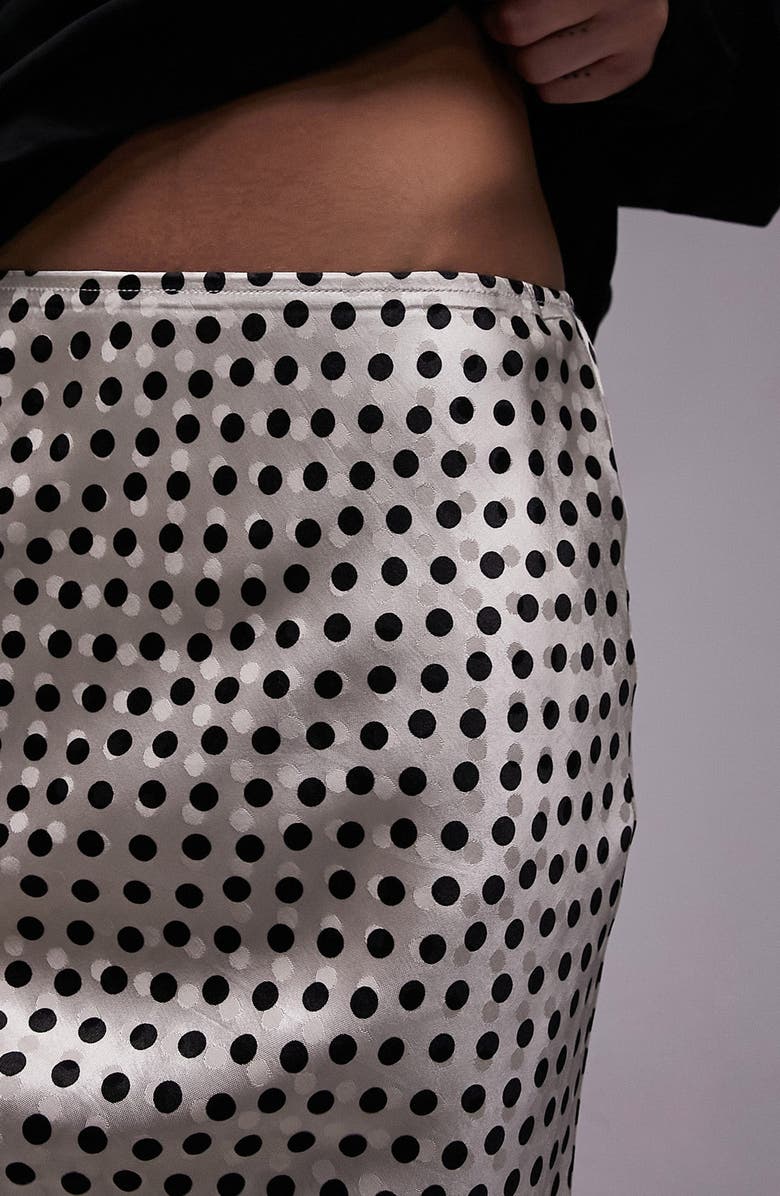 Topshop Polka Dot Jacquard Maxi Skirt, Alternate, color, 