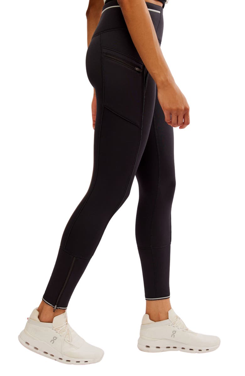 Free People Keepin' Cozy Fleece Lined Zip Hem Leggings, Alternate, color, Black