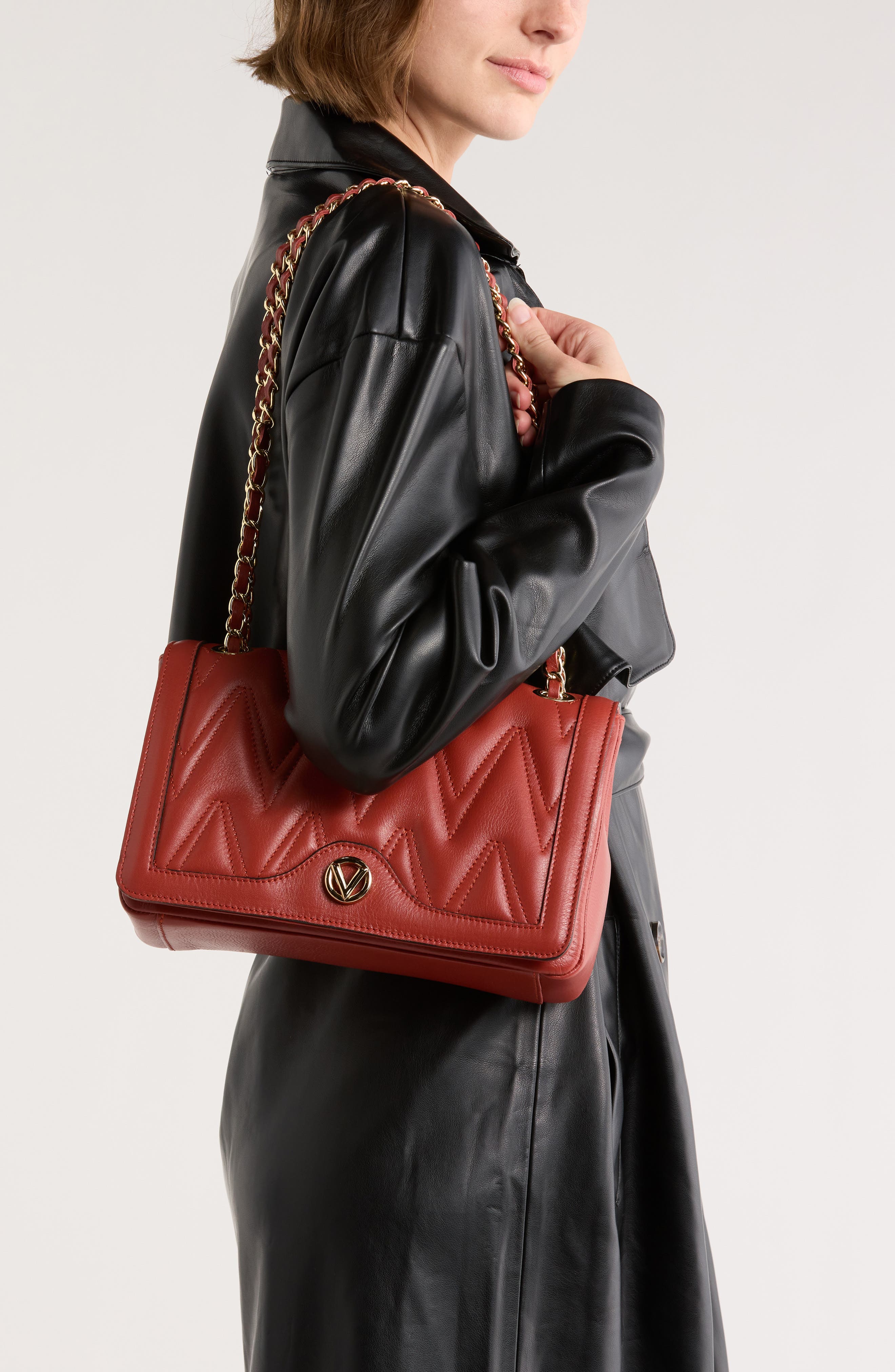 VALENTINO BY MARIO VALENTINO Auror Diamond Quilt Shoulder Bag, Alternate, color, Rust