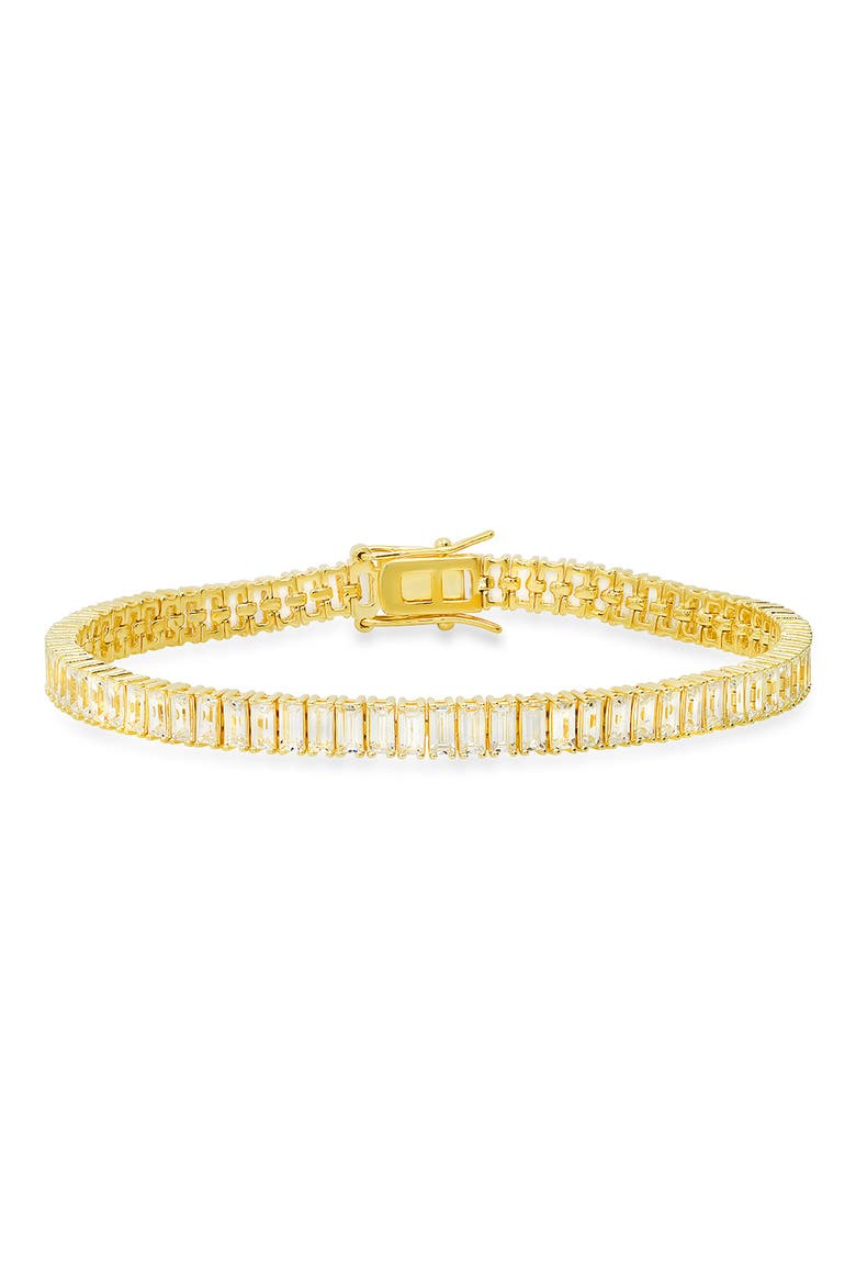 Sterling Silver Baguette Tennis Bracelet, Main, color, GOLD