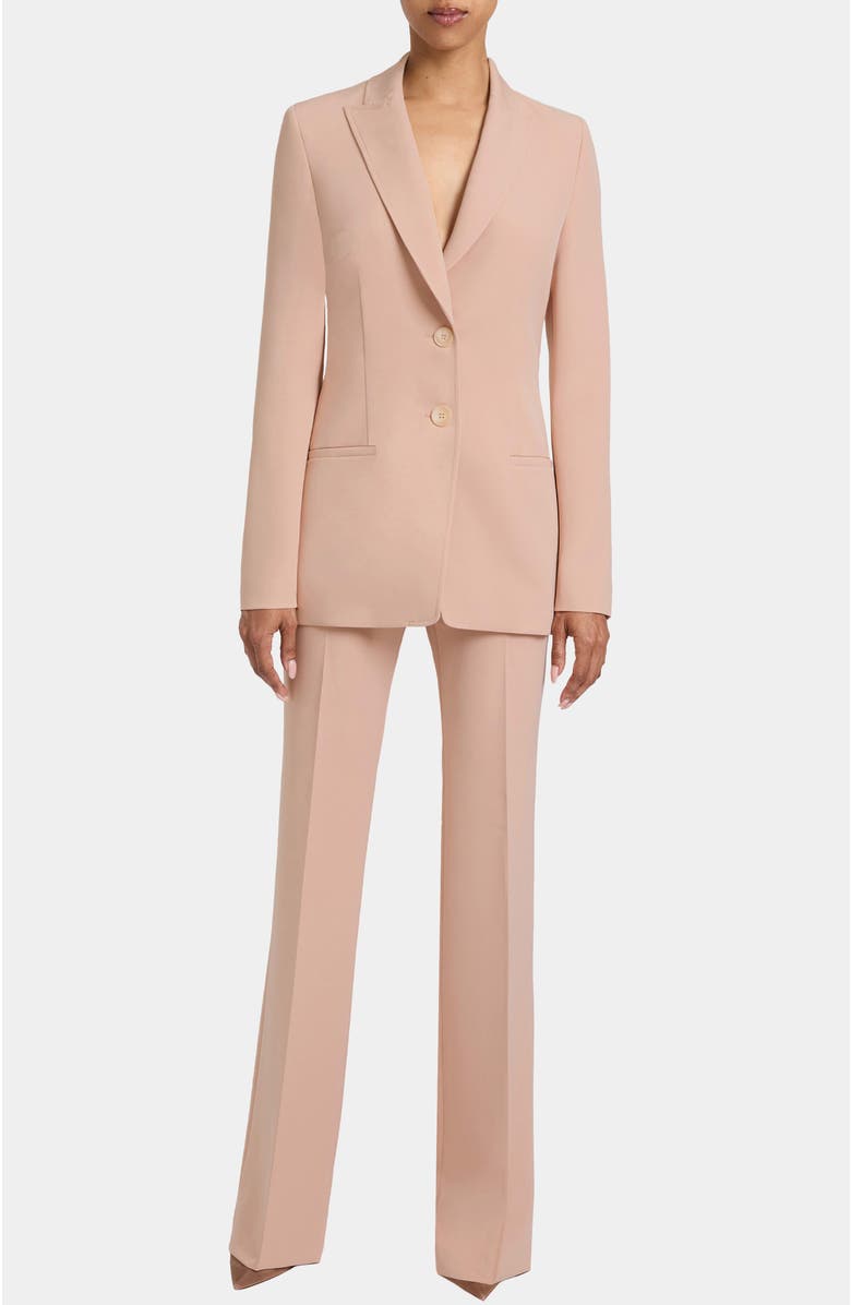 Santorelli Juno Double Button Jacket in Soft Stretch Crepe, Alternate, color, Peach Whip