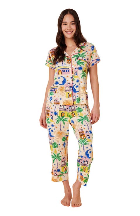 Pima Knit Capri Set Print