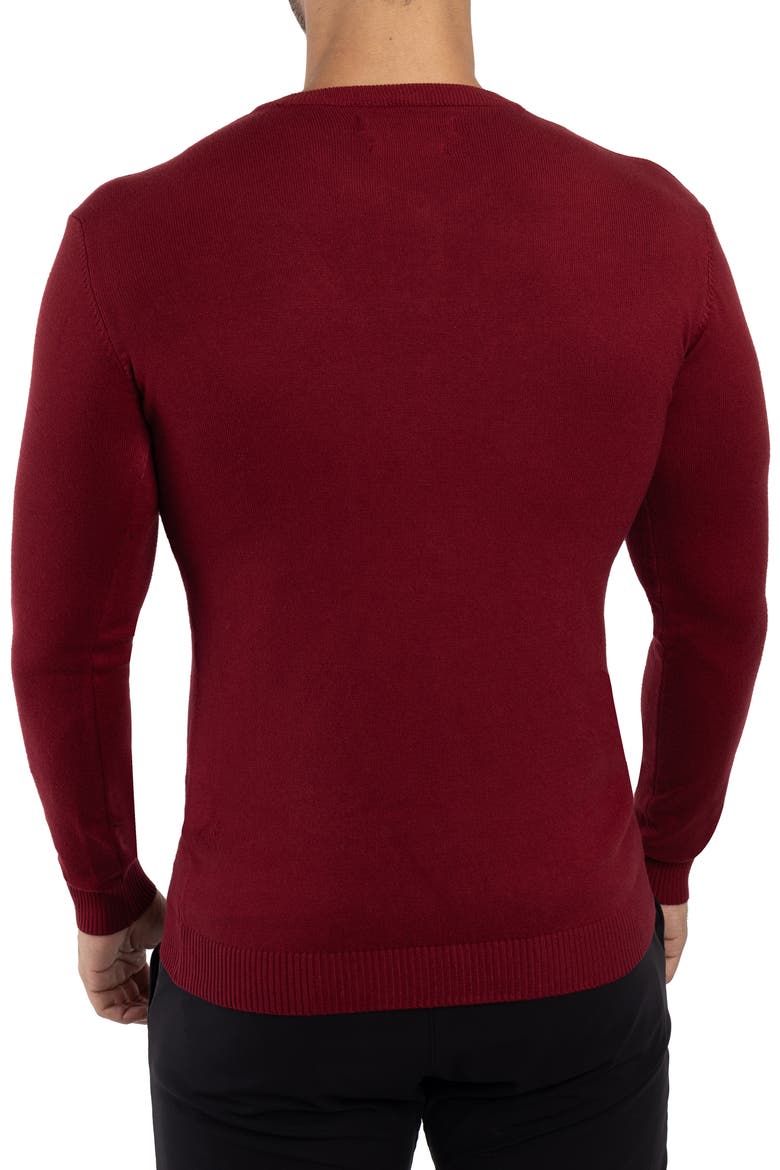 V-Neck Rib Knit Sweater, Alternate, color, OXBLOOD