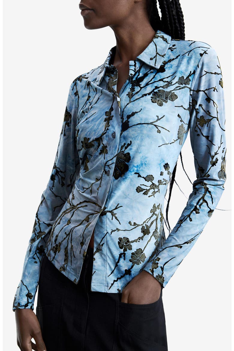 Floral Print Button-Up Shirt, Main, color, BLUE MULTI