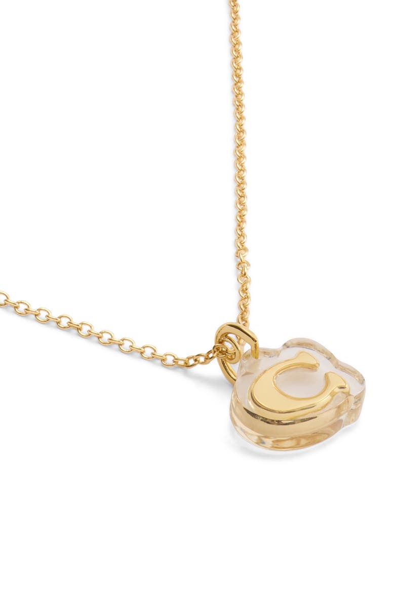 COACH Logo Pendant Necklace, Alternate, color, Gold