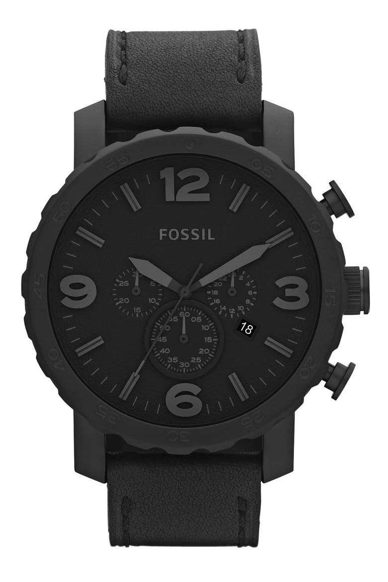'Nate IP' Chronograph Watch, 50mm, Main, color, BLACK