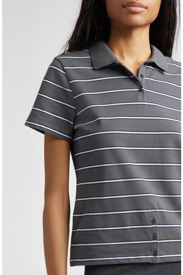 Julieta Stripe Cotton Piqué Polo, Alternate, color, GREY