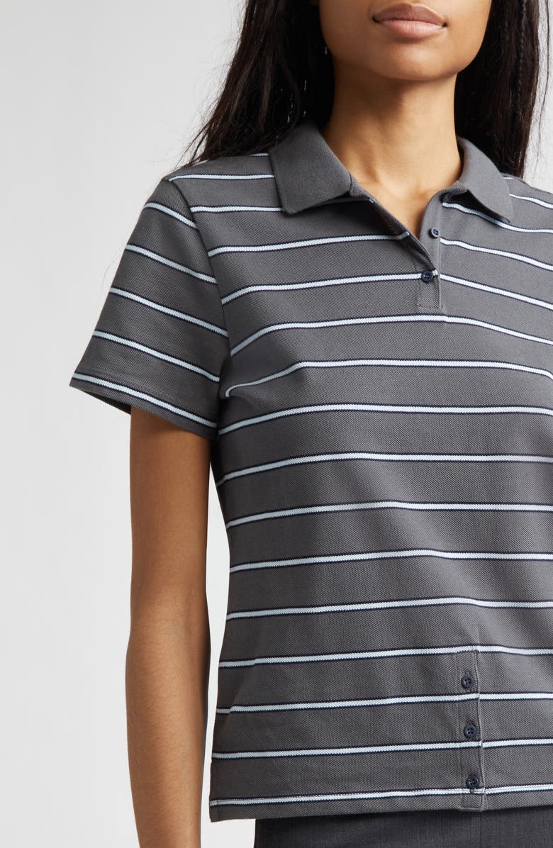 Paloma Wool Julieta Stripe Cotton Piqué Polo, Alternate, color, Grey