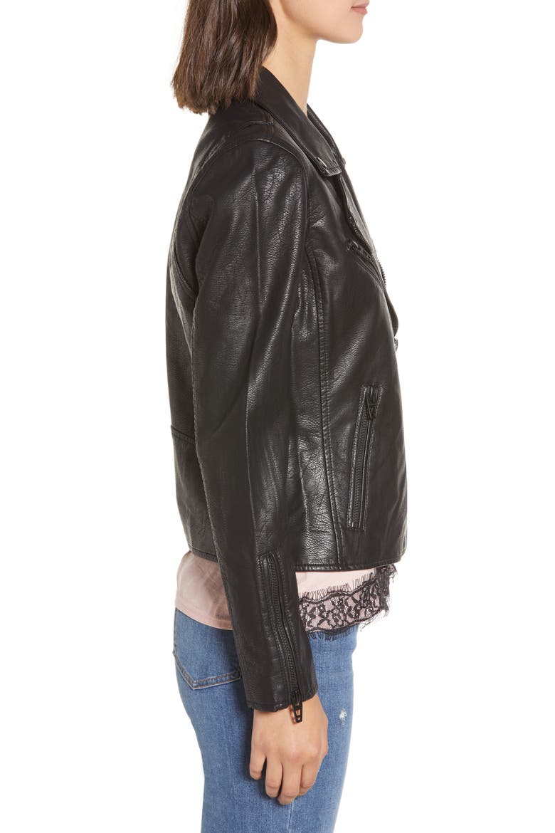 Faux Leather Moto Jacket, Alternate, color, ONYX