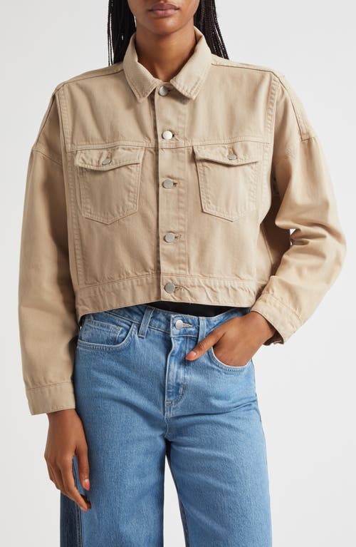 L Agence L'agence Vianney High-low Crop Denim Jacket In Burgundy