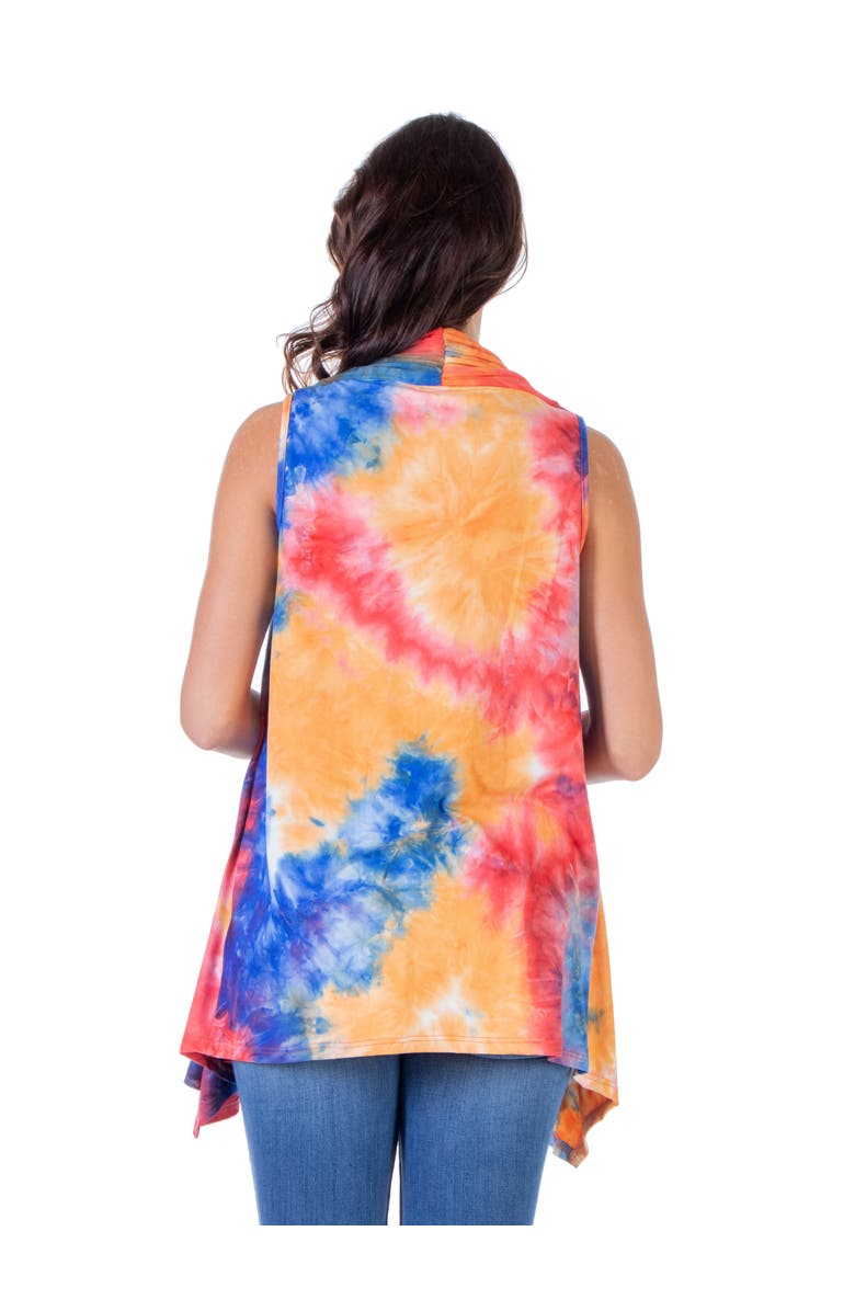 24seven Comfort Apparel Maternity Orange Tie Dye Open Front Shrug Vest, Alternate, color, Orange Multi