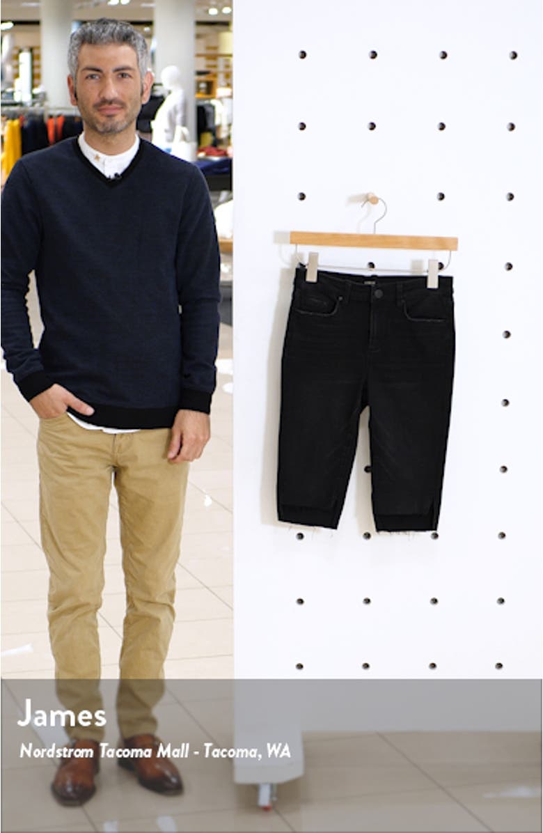 Gibson High Waist Raw Step Hem Denim Shorts, sales video thumbnail