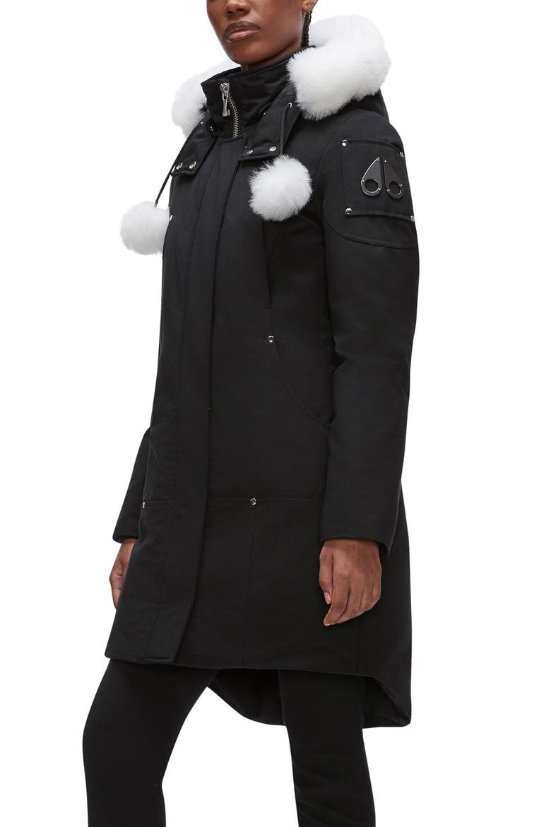Stirling Down Parka with Genuine Shearling Trim, Main, color, BLACK/ NATURAL