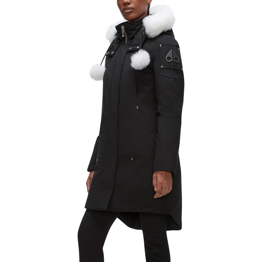 Moose Knuckles Stirling Down Parka With Genuine Shearling Trim In Black
