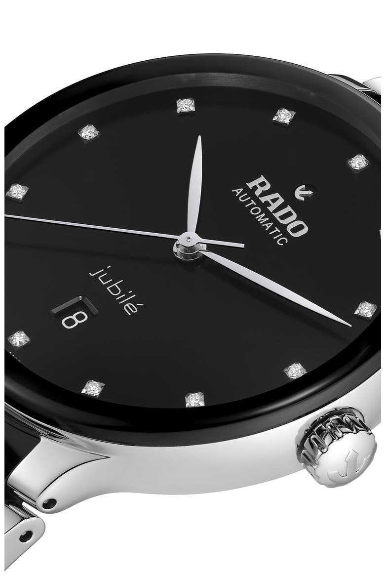Centrix Diamond Automatic Bracelet Watch, 39.5mm, Alternate, color, BLACK