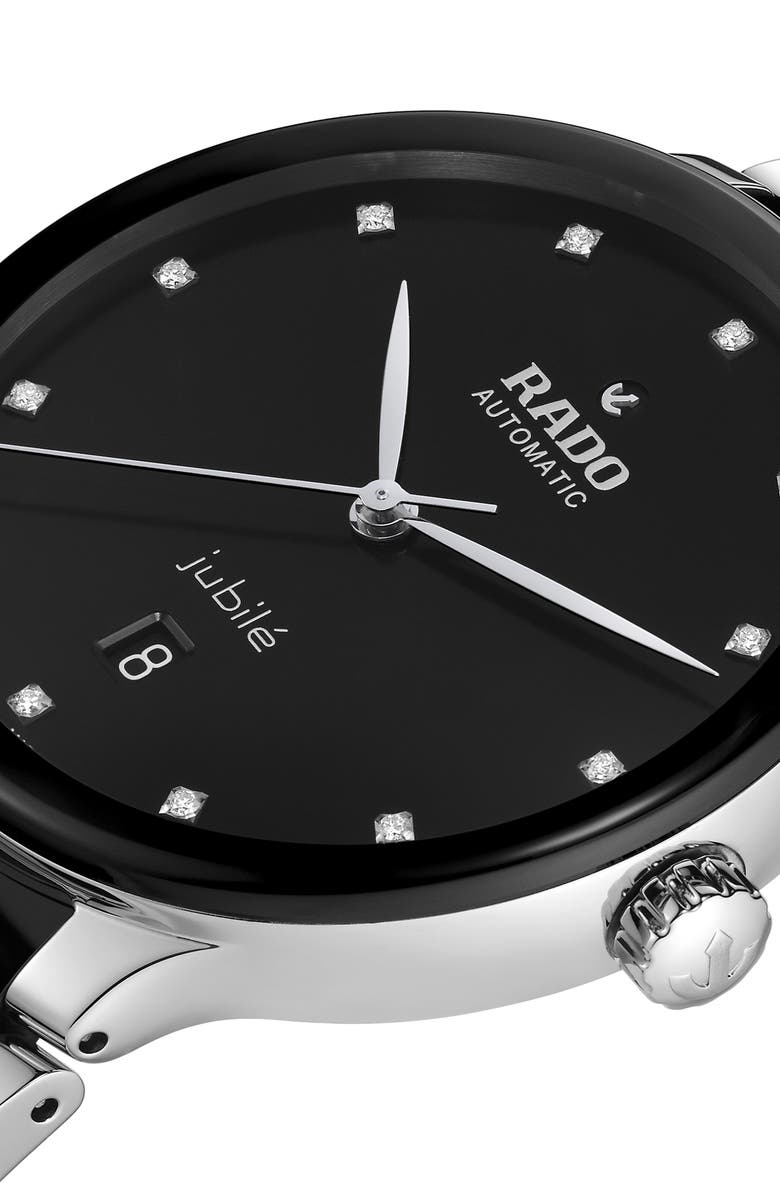 RADO Centrix Diamond Automatic Bracelet Watch, 39.5mm, Alternate, color, Black