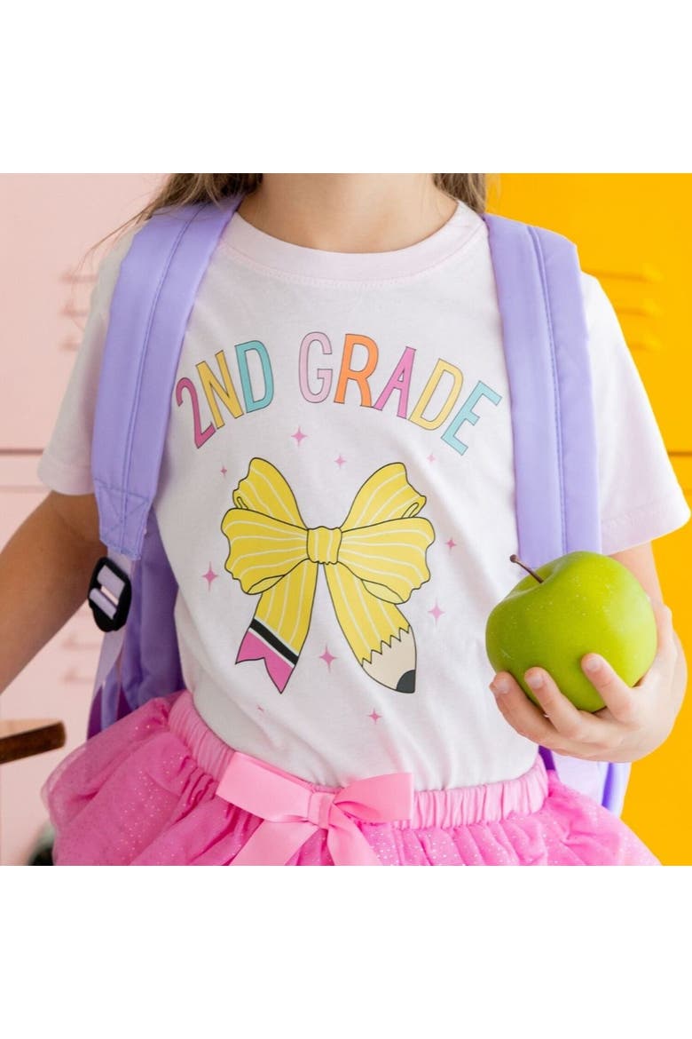 Second Grade Pencil Bow Short Sleeve T-Shirt, Alternate, color, Pink