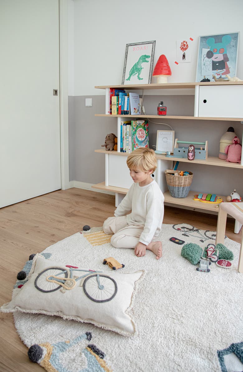 Lorena Canals Bike Floor Cushion, Alternate, color, Natural Vintage Blue Olive