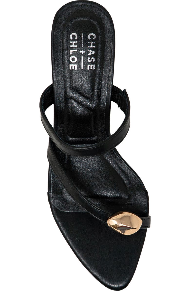 CHASE AND CHLOE Post Toe Kitten Heel Mule Sandal, Alternate, color, Black