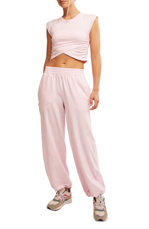 Free People Golden Hour Crop T-Shirt & Joggers Set in Pink Fuschia 