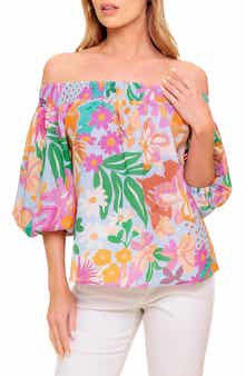 FLYING TOMATO Printed Off The Shoulder Top
