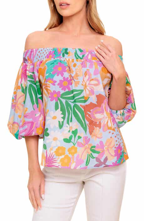 FLYING TOMATO Printed Off The Shoulder Top