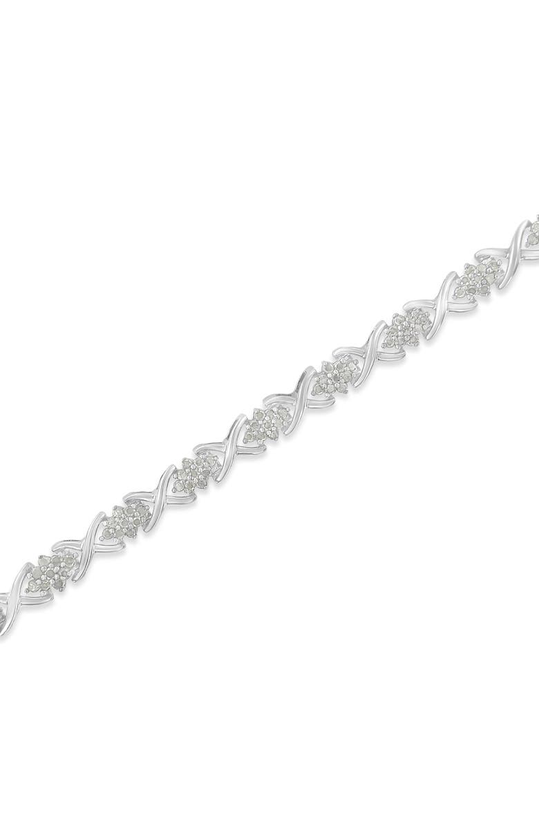 Haus of Brilliance Silver 1-1/2 Cttw Diamond Cluster X Link Tennis Bracelet, Alternate, color, White