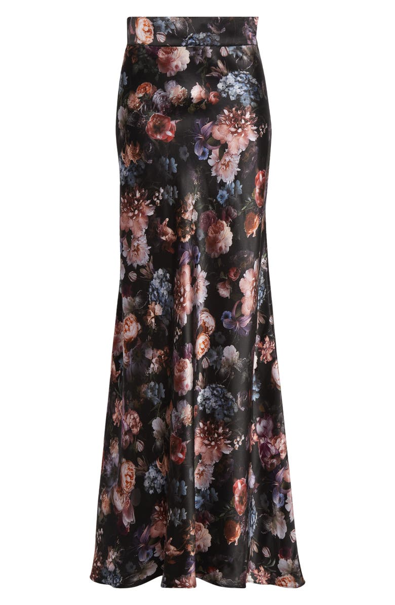 L'AGENCE Ryker Bias Cut Silk Maxi Skirt, Alternate, color, Black Multi Vintage Oil Flower