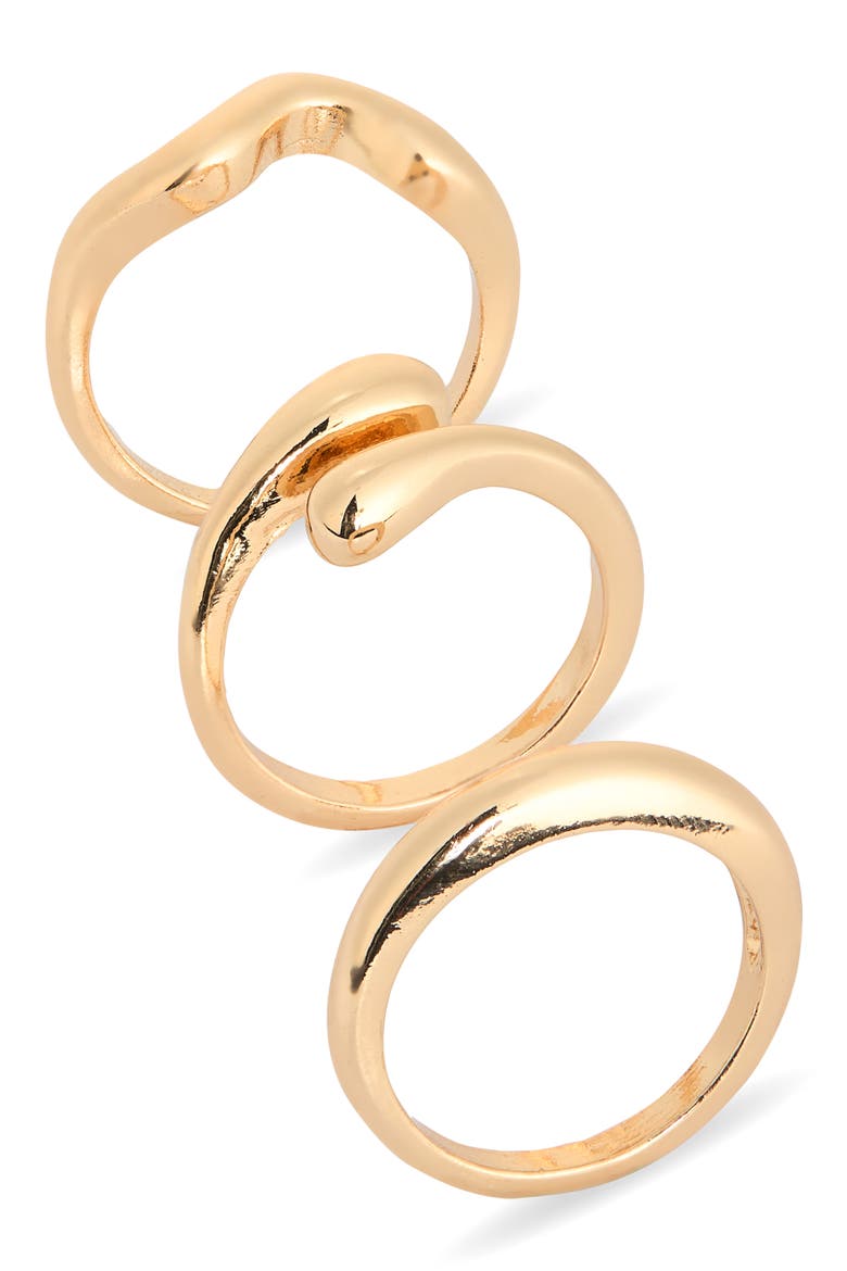 Set of 3 Assorted Teardrop Rings, Main, color, GOLD