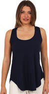24seven Comfort Apparel Womens Basic Ribbed Knit Sleeveless Scoop Neck Long Flared Tank Top