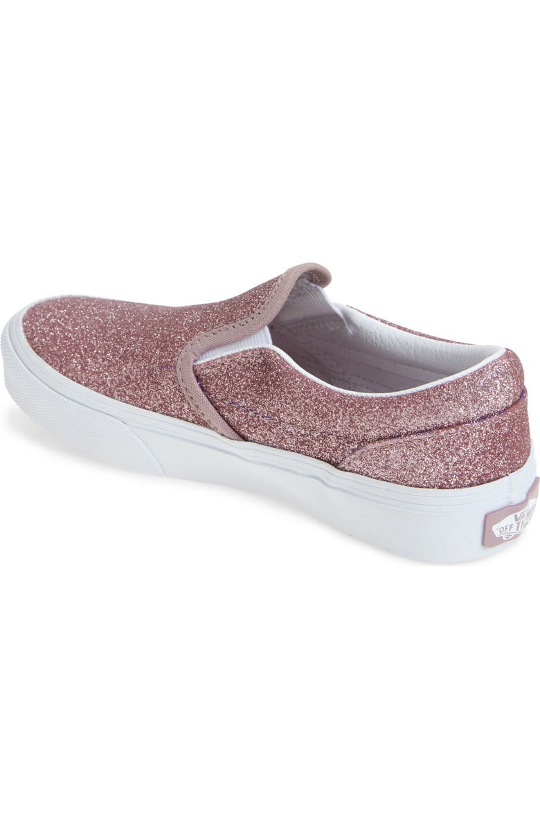 Vans Classic Slip-On Glitter Sneaker, Alternate, color, Rose Gold