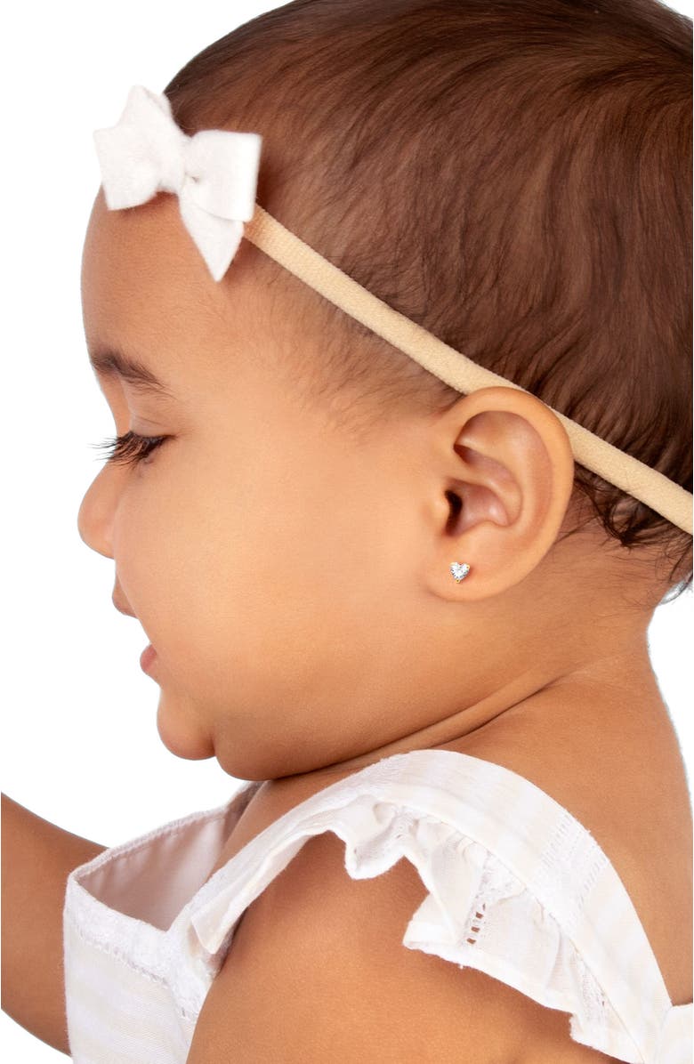 Tiny Blessings 14K Gold 4mm Clear Heart Studs Screw Back Earrings, Alternate, color, 14K Yellow Gold