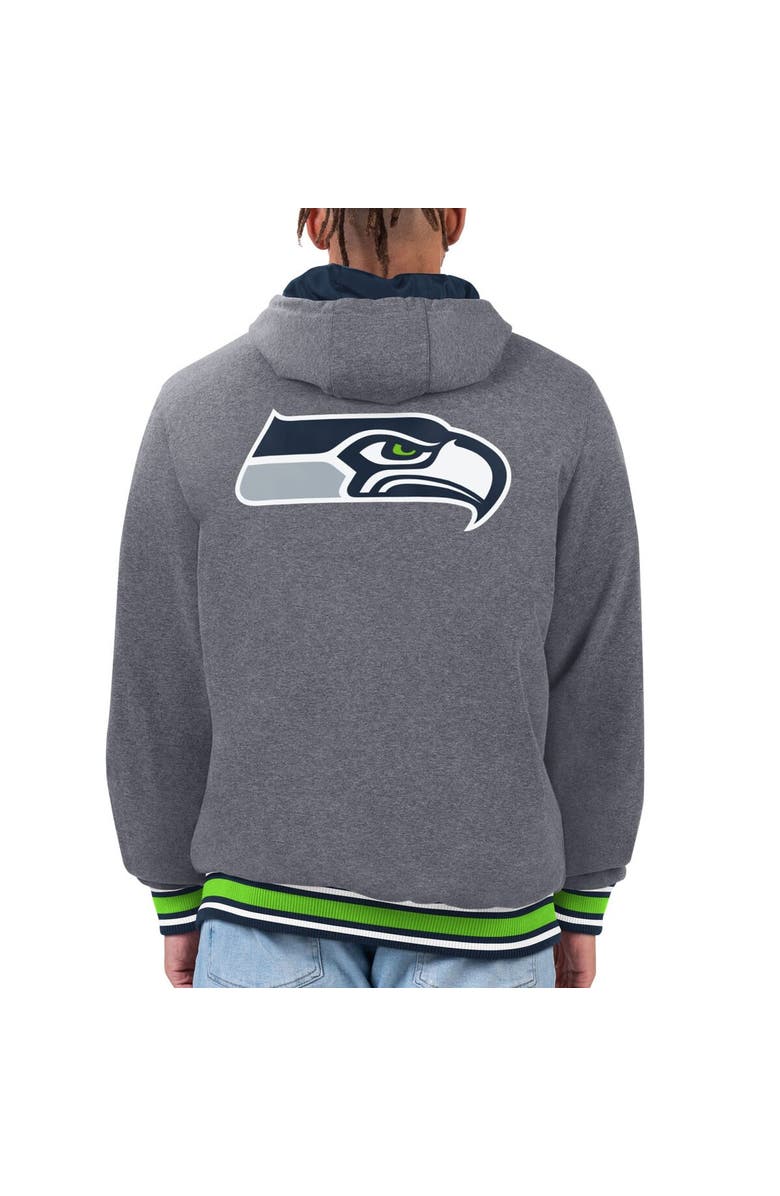 G-III SPORTS BY CARL BANKS Men's G-III Sports by Carl Banks Navy/Neon Green Seattle Seahawks Commemorative Reversible Full-Zip Jacket, Alternate, color,