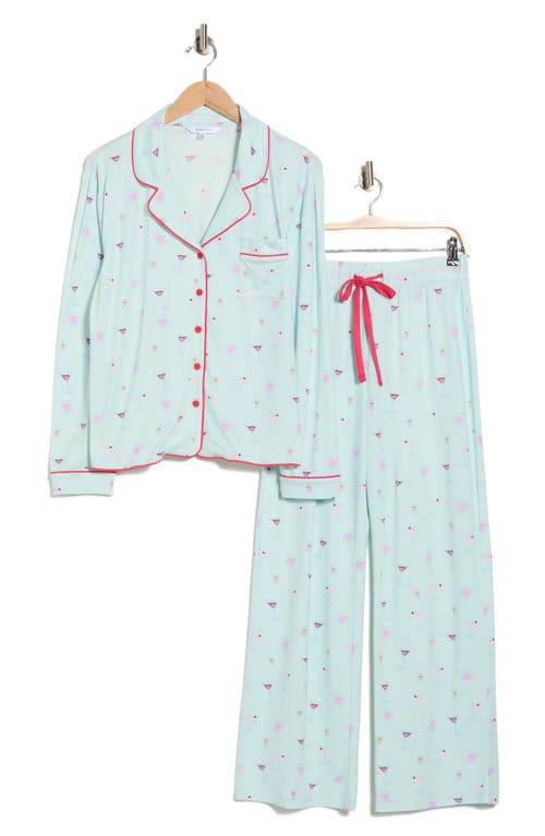 Honeydew Quiet Night Long Sleeve Button-up Top & Pants Pajamas In Green