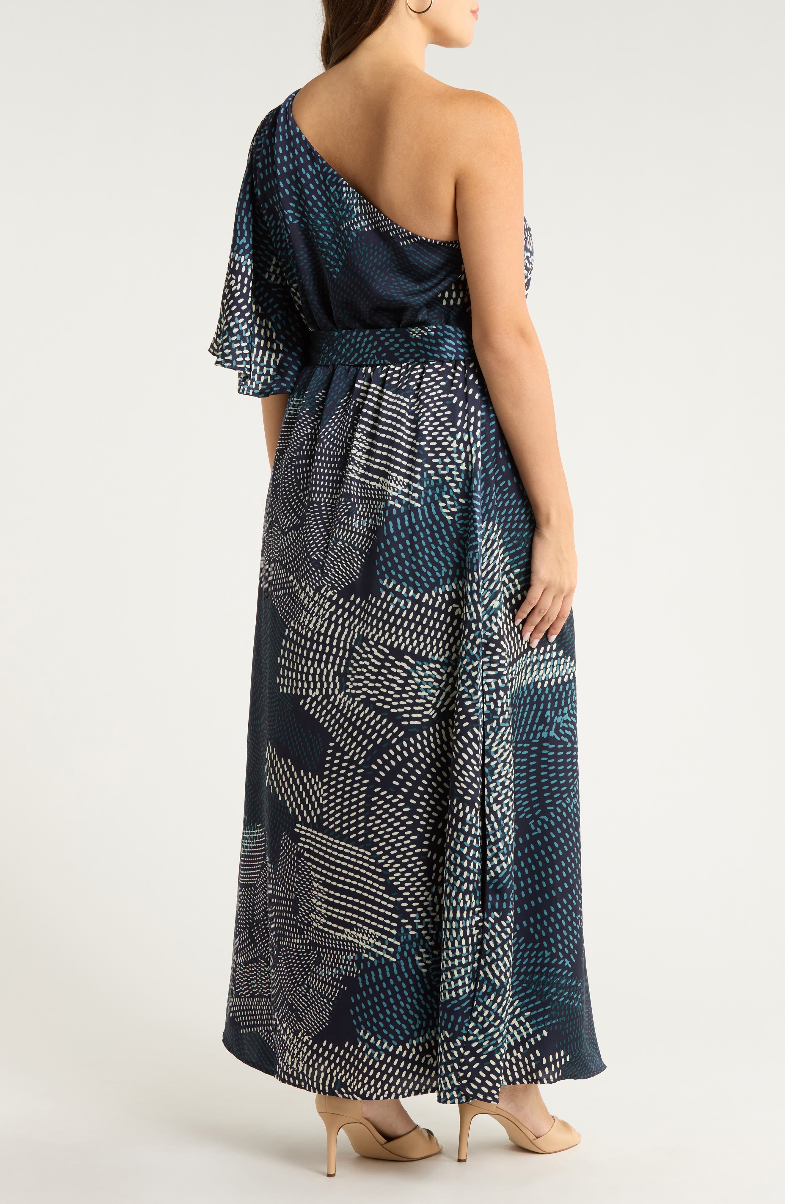 Kirby Print One-Shoulder Satin Maxi Dress - image 2