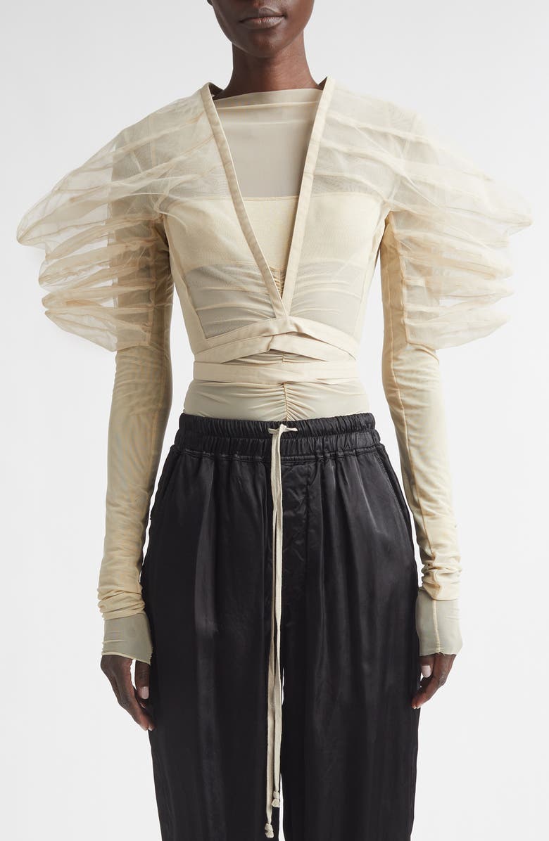 Rick Owens Rhino Tulle Wrap Top, Main, color, Sand
