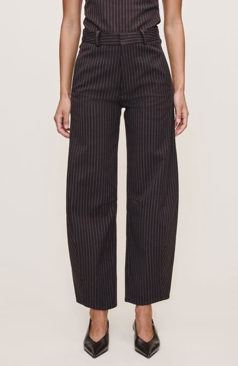 Rigid High Waist Ankle Barrel Leg Pants