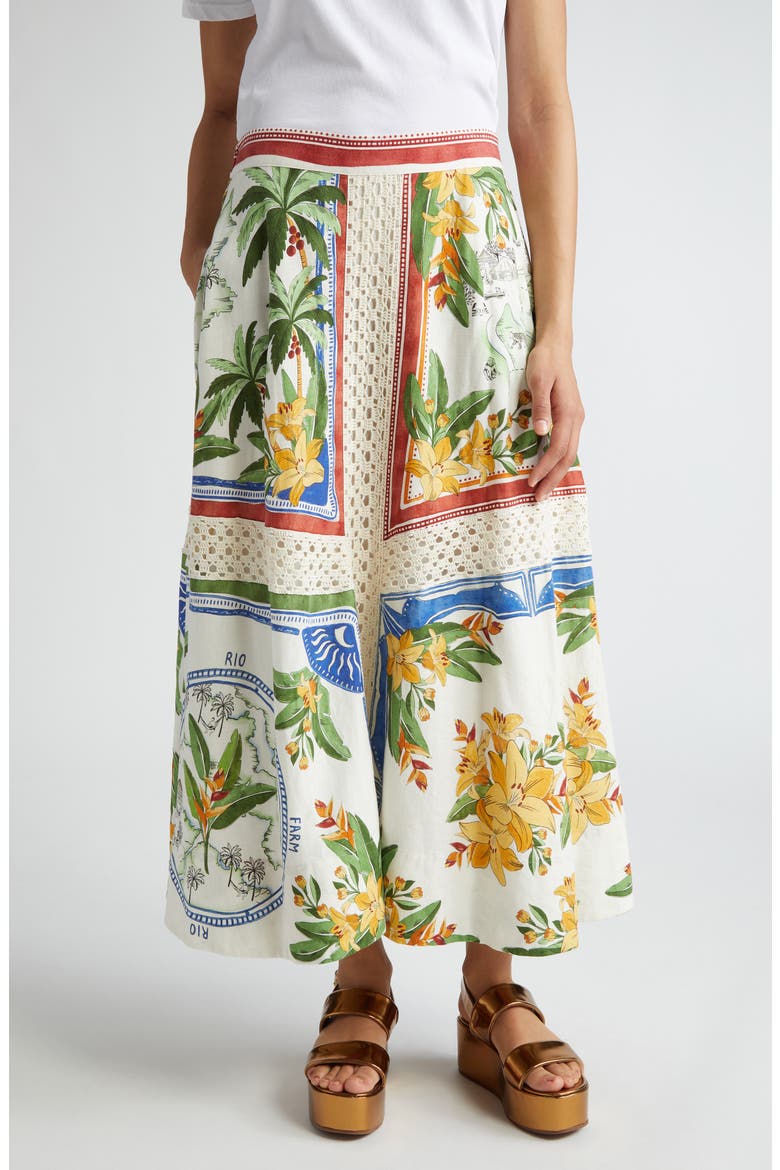 Tropical Destination Linen Blend Skirt, Main, color, OFF-WHITE