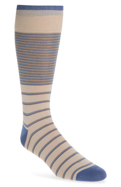 Stripe Cotton Blend Dress Socks