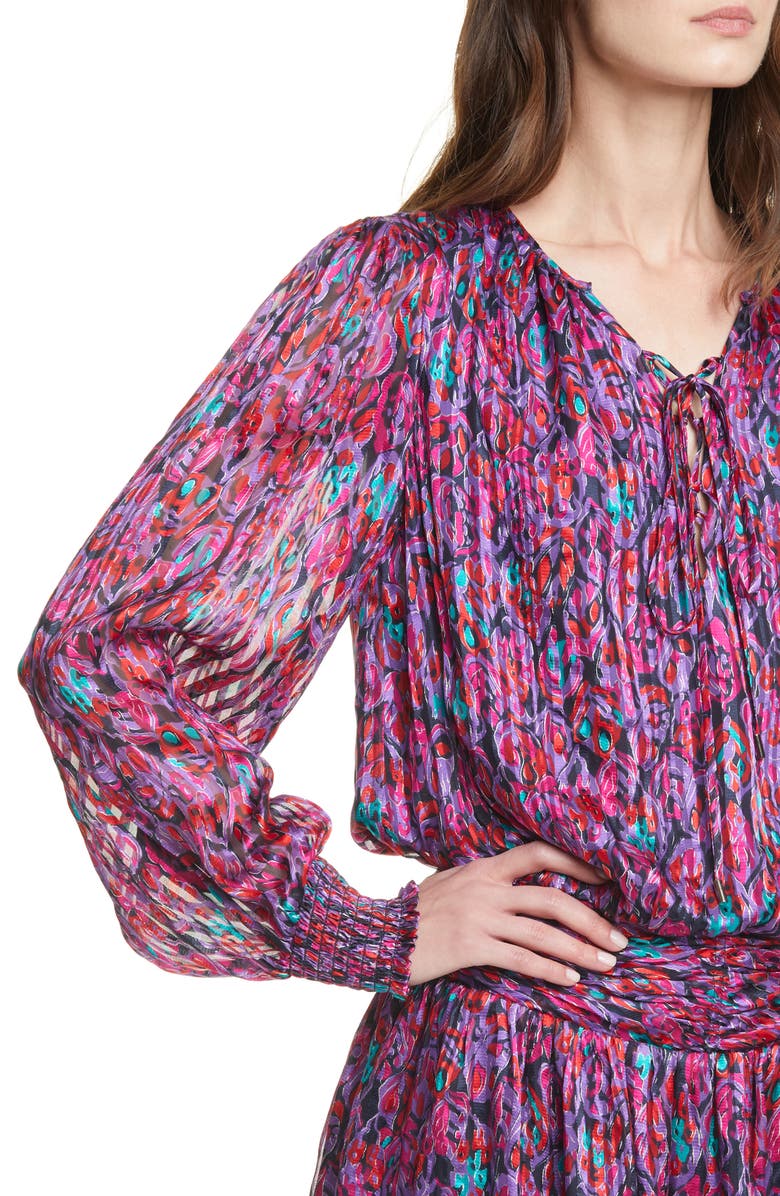 Ramy Brook Gessie Long Sleeve Print Silk Dress, Alternate, color,
